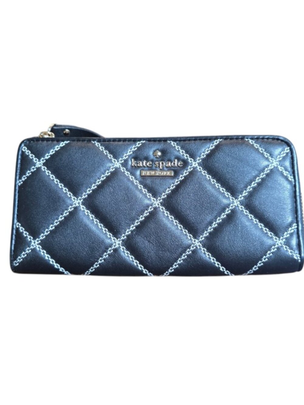 Kate Spade Emerson Place Nisha 100% Leather Black/White Zip Around Wallet
